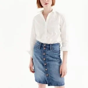 J crew denim pencil skirt hot sale